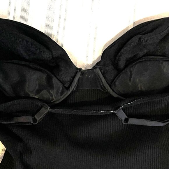Vintage APPEL Black Ribbed Bodysuit Firmware Size 38B / 36C - Picture 4 of 7